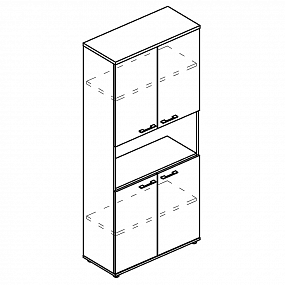 Шкаф для документов 4-х дверный с открытой нишей (топ ДСП) - МР 9474 МП/МП/МП