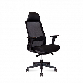 Кресло офисное Como black (черный пластик / черная сетка / черная ткань)