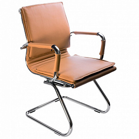 Кресло Бюрократ Ch-993-Low-V светло-коричневый экокожа низк.спин. полозья металл хром