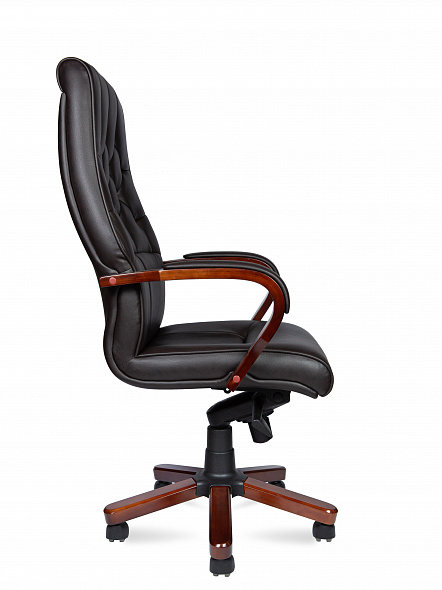 Кресло офисное Боттичелли  (дерево / тем. коричневая кожа / мультиблок	)