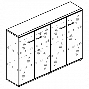 Шкаф средний комбинированный со стеклянными дверьми в алюминиевой рамке  (топ МДФ) - МР 9393 МП/МП