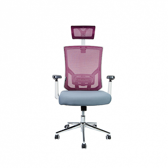 Кресло  Гарда SL / белый пластик / вишневая сетка / серая сидушка