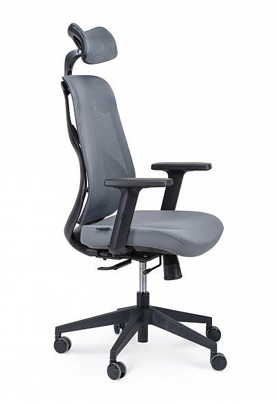 Кресло офисное  Имидж  (черный пластик / серая сетка / серая ткань)