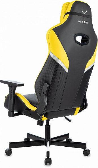 Кресло игровое Knight Thunder 5X черный/желтый эко.кожа крестов. металл