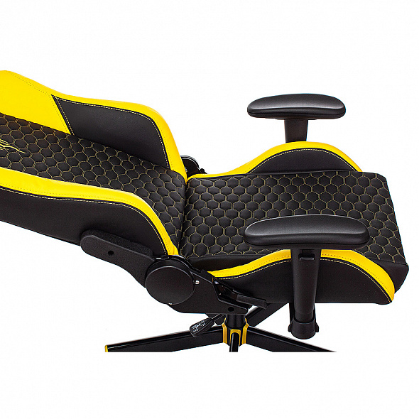 Кресло Бюрократ Knight Neon черный/желтый экокожа с подголов. крестовина металл