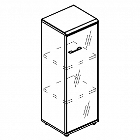 Шкаф средний узкий со стеклянной дверью в алюминиевой рамке правый (топ МДФ) - МР 9369 ВЛ/МП