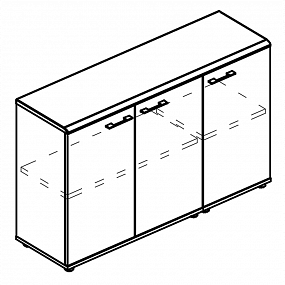 Шкаф низкий комбинированный закрытый (топ МДФ) - МР 9354 МП/МП/МП