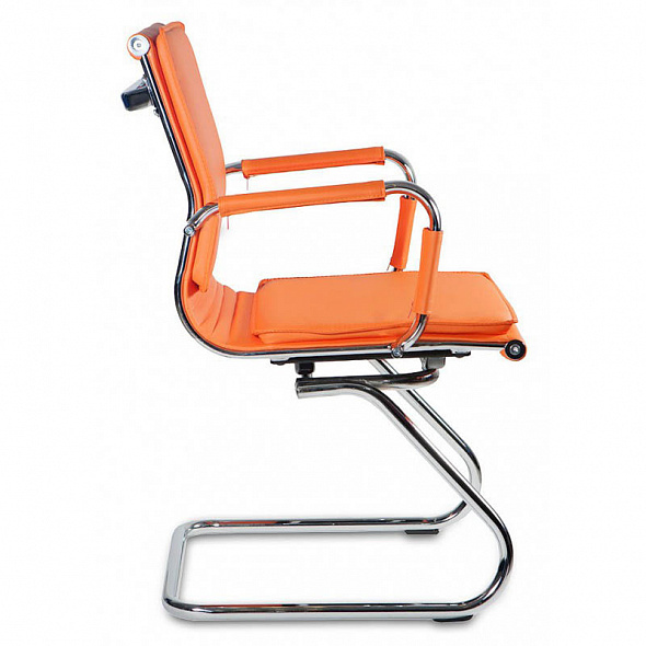 Кресло Бюрократ CH-993-Low-V оранжевый экокожа низк.спин. полозья металл хром