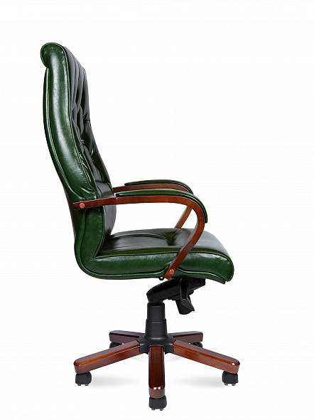 Кресло офисное  Боттичелли (дерево / зеленая глянцевая кожа /мультиблок)