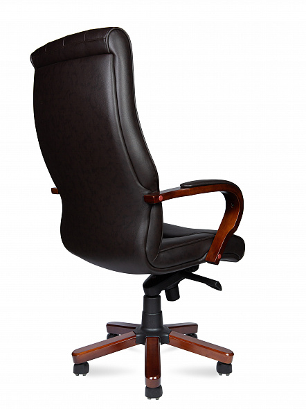 Кресло офисное Боттичелли  (дерево / тем. коричневая кожа / мультиблок	)