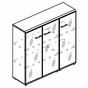 Шкаф средний комбинированный со стеклянными дверьми в алюминиевой рамке (топ МДФ) - МР 9390 ВЛ/МП