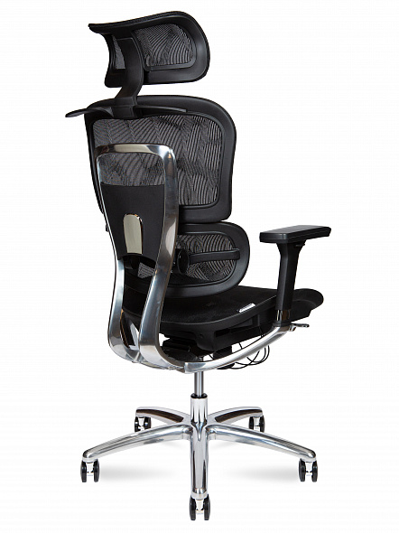 Кресло офисное Kron (aluminium black / черный пластик / черная сетка / алюминиевая база)