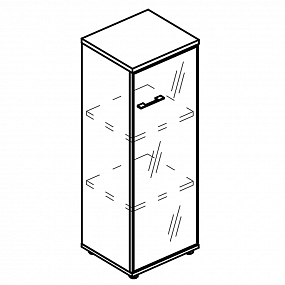 Шкаф средний узкий со стеклянной дверью в алюминиевой рамке правый (топ ДСП) - МР 9469 ВЛ/МП