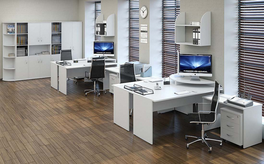 Офисные столы Рива (серый, белый)